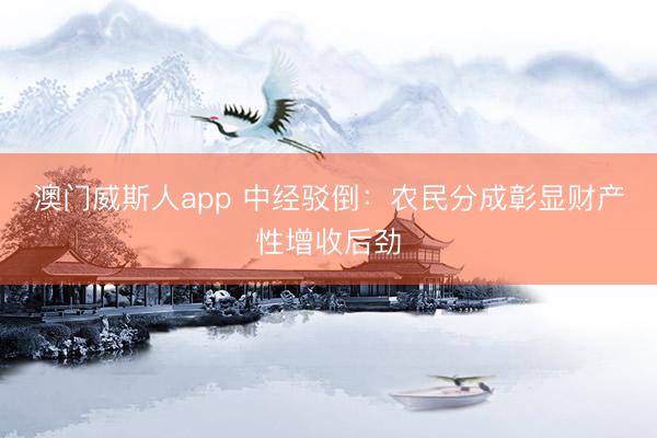 澳门威斯人app 中经驳倒：农民分成彰显财产性增收后劲