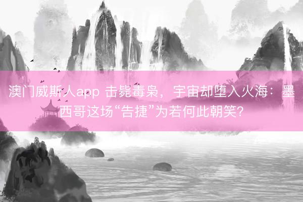 澳门威斯人app 击毙毒枭,宇宙却堕入火海:墨西哥这场“告捷”为若何此朝笑?