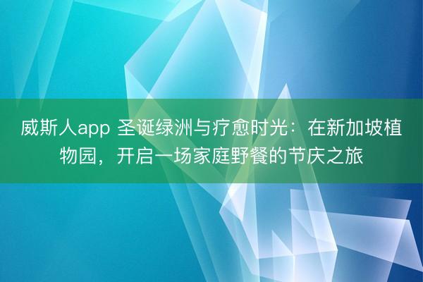 威斯人app 圣诞绿洲与疗愈时光:在新加坡植物园,开启一场家庭野餐的节庆之旅