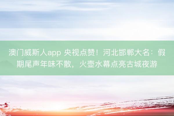 澳门威斯人app 央视点赞!河北邯郸大名:假期尾声年味不散,火壶水幕点亮古城夜游